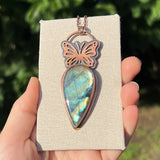 Copper labradorite butterfly pendant