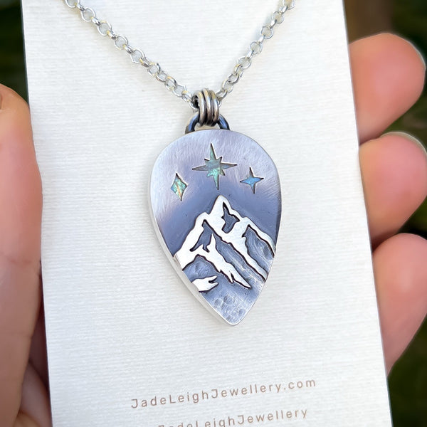 Moonstone and mountains Night Court pendant
