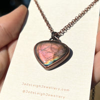 Kangaroo spirit animal necklace, copper and labradorite
