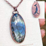 Whale totem spirit animal necklace, labradorite and copper