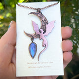 Copper dragon moon pendant with moonstone