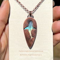 Shark spirit animal necklace, copper and labradorite