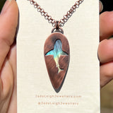 Shark spirit animal necklace, copper and labradorite