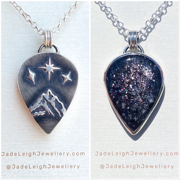 Iolite and mountains Night Court pendant