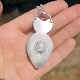 Crescent moonstone and rose quartz pendant