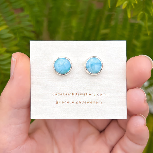 Larimar stud earrings