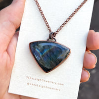 Kangaroo spirit animal necklace, copper and labradorite