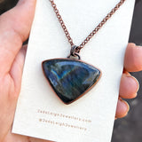 Kangaroo spirit animal necklace, copper and labradorite