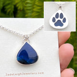 Dog paw necklace, labradorite & sterling silver