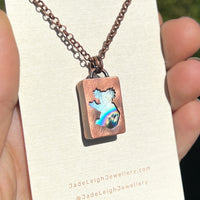 Koala silhouette necklace, labradorite and copper