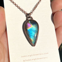 Frog spirit animal necklace, copper and labradorite