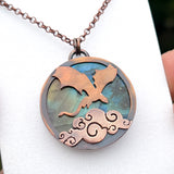 Copper labradorite dragon clouds pendant