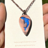 Dolphin spirit animal necklace, copper and labradorite
