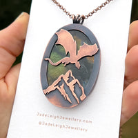 Copper labradorite dragon mountains pendant