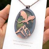 Copper labradorite dragon mountains pendant