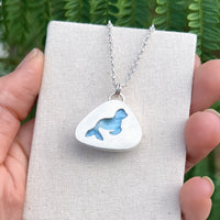 Seal spirit animal pendant, larimar & sterling silver