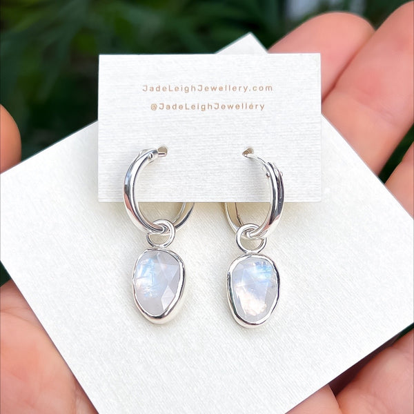 Moonstone hoop earrings