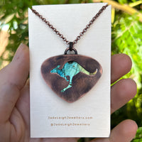 Kangaroo spirit animal necklace, copper and labradorite