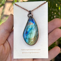 Whale totem spirit animal necklace, labradorite and copper