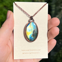 Wolf spirit animal necklace, copper and labradorite
