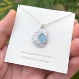 Aquamarine textured crescent moon pendant