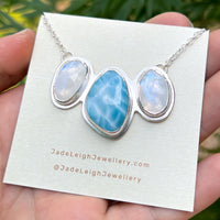 Larimar and moonstone statement necklace