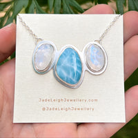 Larimar and moonstone statement necklace