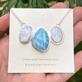 Larimar and moonstone statement necklace