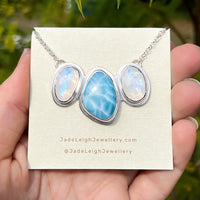 Larimar and moonstone statement necklace