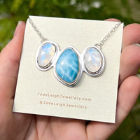 Larimar and moonstone statement necklace