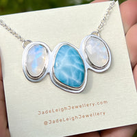 Larimar and moonstone statement necklace