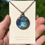 Manta ray totem spirit animal necklace, labradorite and copper