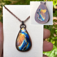 Koala silhouette necklace, labradorite and copper