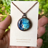 Manta ray totem spirit animal necklace, labradorite and copper