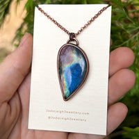 Dandelion wish silhouette necklace, copper and labradorite