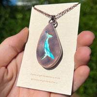 Whale totem spirit animal necklace, labradorite and copper