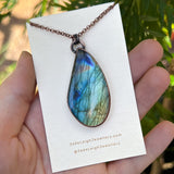 Whale totem spirit animal necklace, labradorite and copper