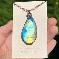 Whale totem spirit animal necklace, labradorite and copper