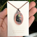 Wolf spirit animal necklace, copper and labradorite