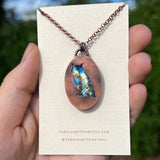 Owl spirit animal necklace, copper and labradorite