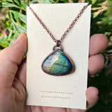 Bunny rabbit spirit animal necklace, copper and labradorite