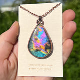 Raven / Crow spirit animal necklace, copper and labradorite
