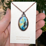 Wolf spirit animal necklace, copper and labradorite