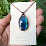 Penguin spirit animal necklace, copper and labradorite