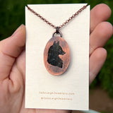 Wolf spirit animal necklace, copper and labradorite