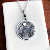 Greyhound dog pendant, sterling silver