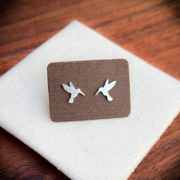 Hummingbird sterling silver stud earrings