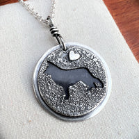German shepherd dog pendant, sterling silver