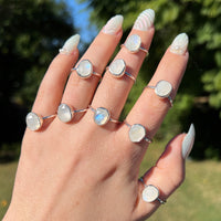 Moonstone stacking ring, sterling silver