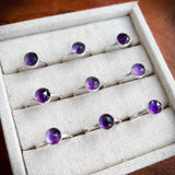 Amethyst stacking ring, sterling silver